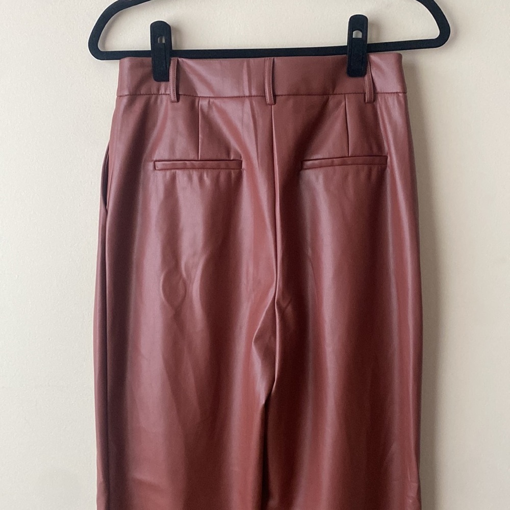 Revolve House of Harlow 1960 High Rise Faux Leather Straight Leg Trouser Pants 4 - Picture 5 of 10
